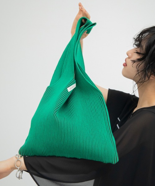 VACANCY（ヴァカンシー）の「配色リブニットバッグ（ハンドバッグ・レディース・ブラック/ブルー/グリーン/ダークブルー/イエロー/ホワイト・FREE）」の21枚目の写真