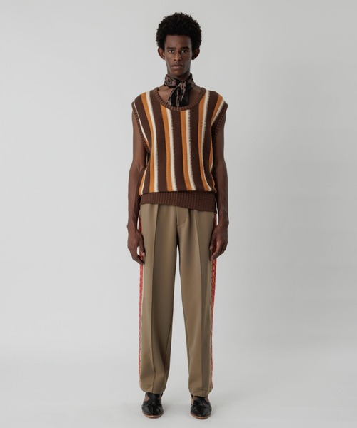 SASQUATCHfabrix.（サスクワァッチファブリックス）の「LACE TAPE TRACK PANTS（その他パンツ・メンズ・ネイビー/ベージュ系その他/カーキ・M/L/XL）」の4枚目の写真