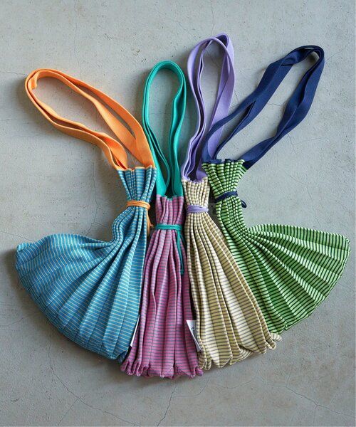 VENCEEXCHANGE（ヴァンスエクスチェンジ）の「配色プリーツボーダートート（トートバッグ・レディース・イエロー/グリーン/ピンク/ブルー・FREE）」の4枚目の写真