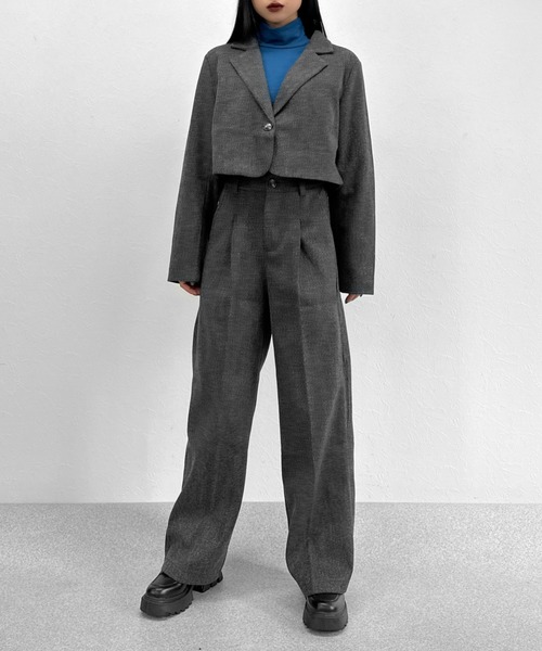 LVEU.(ラブユ.)の「【SETUP対応】Faux wool slacks pants / フェイクウールスラックスパンツ(スラックス・レディース・チャコールグレー/ブラック・FREE)」の7枚目の写真