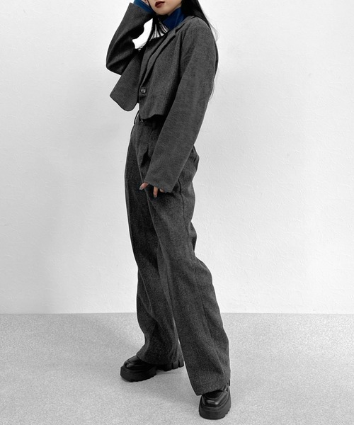 LVEU.(ラブユ.)の「【SETUP対応】Faux wool slacks pants / フェイクウールスラックスパンツ(スラックス・レディース・チャコールグレー/ブラック・FREE)」の10枚目の写真