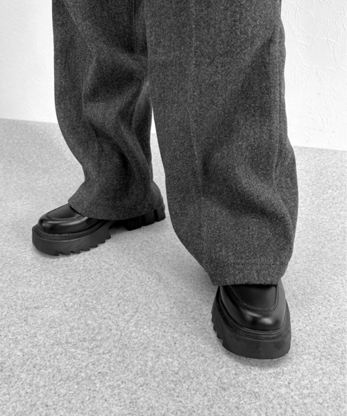 LVEU.(ラブユ.)の「【SETUP対応】Faux wool slacks pants / フェイクウールスラックスパンツ(スラックス・レディース・チャコールグレー/ブラック・FREE)」の16枚目の写真