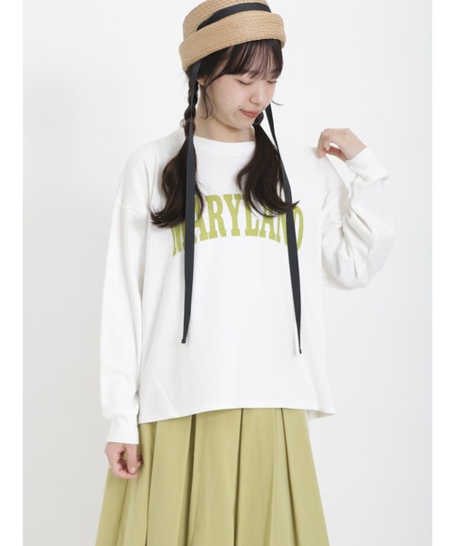 Samansa Mos2(サマンサ モスモス)の「スラブベア天竺ロゴアソートプリントカットソー(Tシャツ/カットソー・レディース・サックスブルー/ダークブラウン/チャコール/オフホワイト・フリ-)」の2枚目の写真
