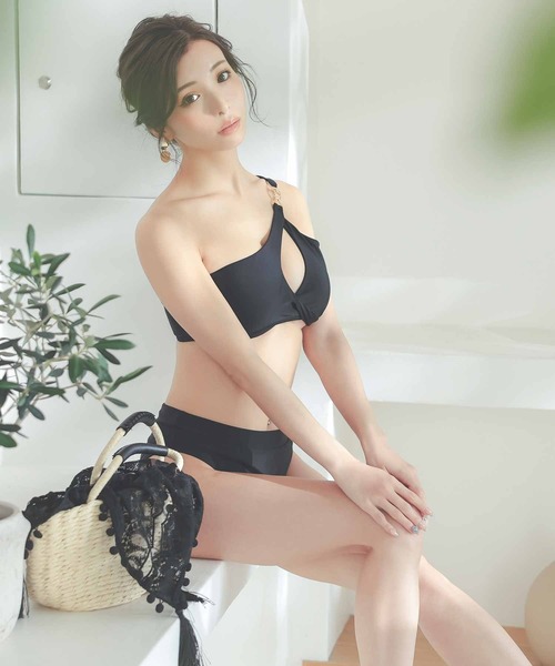 ビキニ 盛れる 水着 可愛い レディース ワンショルダー カット