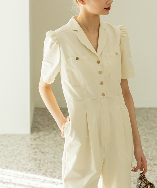 U by SPICK&SPAN（ユーバイスピックアンドスパン）の「パフスリーブオールインワン（つなぎ/オールインワン・レディース・ホワイト系その他/ネイビー・FREE）」の2枚目の写真