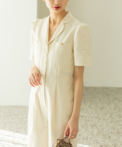 U by SPICK&SPAN（ユーバイスピックアンドスパン）の「パフスリーブオールインワン（つなぎ/オールインワン・レディース・ホワイト系その他/ネイビー・FREE）」の19枚目の写真