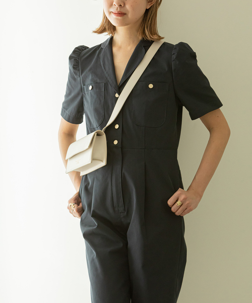 U by SPICK&SPAN（ユーバイスピックアンドスパン）の「パフスリーブオールインワン（つなぎ/オールインワン・レディース・ホワイト系その他/ネイビー・FREE）」の8枚目の写真