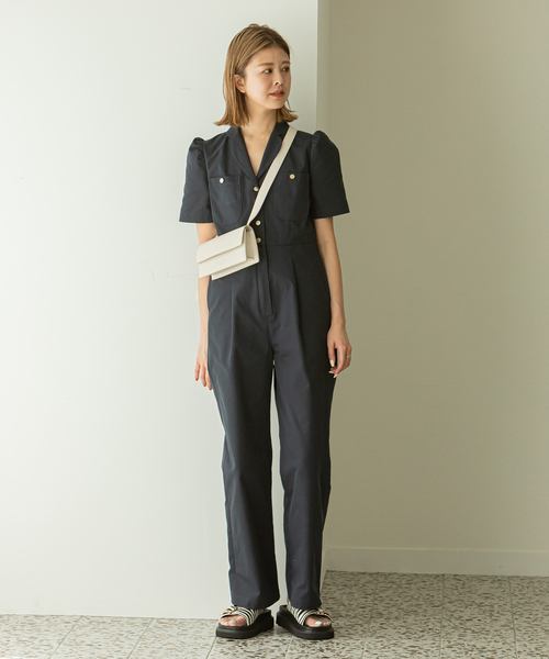 U by SPICK&SPAN（ユーバイスピックアンドスパン）の「パフスリーブオールインワン（つなぎ/オールインワン・レディース・ホワイト系その他/ネイビー・FREE）」の16枚目の写真