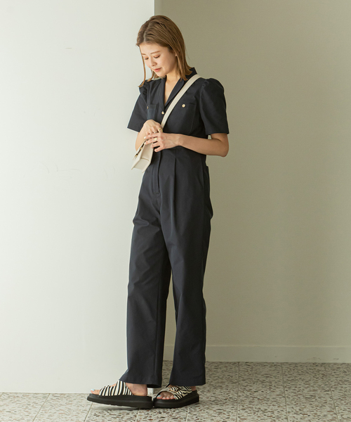 U by SPICK&SPAN（ユーバイスピックアンドスパン）の「パフスリーブオールインワン（つなぎ/オールインワン・レディース・ホワイト系その他/ネイビー・FREE）」の12枚目の写真