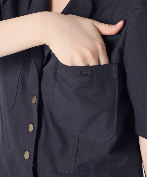 U by SPICK&SPAN（ユーバイスピックアンドスパン）の「パフスリーブオールインワン（つなぎ/オールインワン・レディース・ホワイト系その他/ネイビー・FREE）」の6枚目の写真