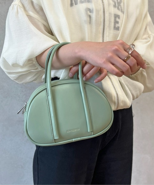 CPCM（シーピーシーエム）の「ラウンド合皮ハンドBAG（ボストンバッグ・レディース・オフホワイト/ブラック/グリーン・FREE）」の3枚目の写真