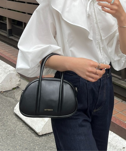 CPCM（シーピーシーエム）の「ラウンド合皮ハンドBAG（ボストンバッグ・レディース・オフホワイト/ブラック/グリーン・FREE）」の2枚目の写真