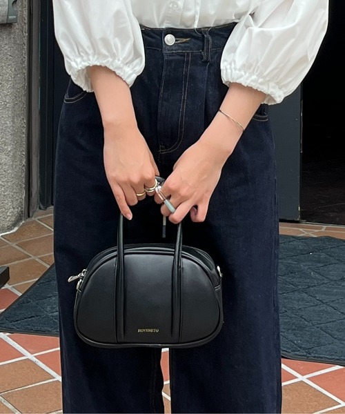 CPCM（シーピーシーエム）の「ラウンド合皮ハンドBAG（ボストンバッグ・レディース・オフホワイト/ブラック/グリーン・FREE）」の8枚目の写真
