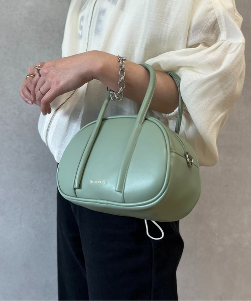 CPCM（シーピーシーエム）の「ラウンド合皮ハンドBAG（ボストンバッグ・レディース・オフホワイト/ブラック/グリーン・FREE）」の14枚目の写真