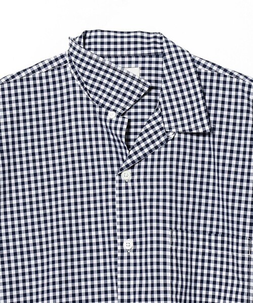 BEAMS（ビームス）の「BEAMS / ルーズフィット ギンガムチェック オープンカラー シャツ（シャツ/ブラウス・メンズ・ネイビー/ブルー/ブラウン・M/L/S/XL）」の15枚目の写真