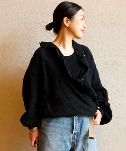 journal standard luxe 　リネンワッシャー フリルブラウス JOURNAL STANDARD LUXE（ジャーナルスタンダード ラックス）の