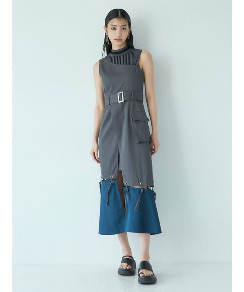 MURUA（ムルーア）の「ハトメラップジャンスカ（ワンピース・レディース・ブラック/グレー・FREE）」の3枚目の写真