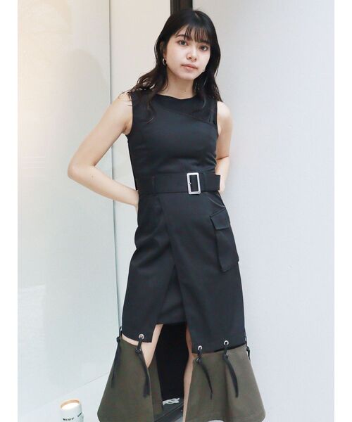 MURUA（ムルーア）の「ハトメラップジャンスカ（ワンピース・レディース・ブラック/グレー・FREE）」の6枚目の写真