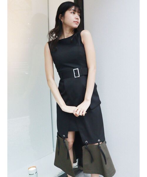 MURUA（ムルーア）の「ハトメラップジャンスカ（ワンピース・レディース・ブラック/グレー・FREE）」の7枚目の写真