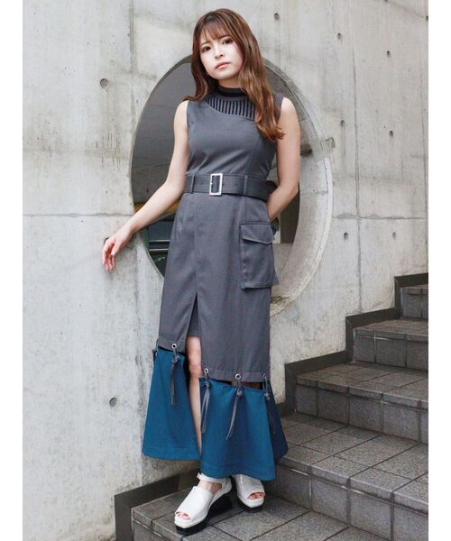 MURUA（ムルーア）の「ハトメラップジャンスカ（ワンピース・レディース・ブラック/グレー・FREE）」の8枚目の写真