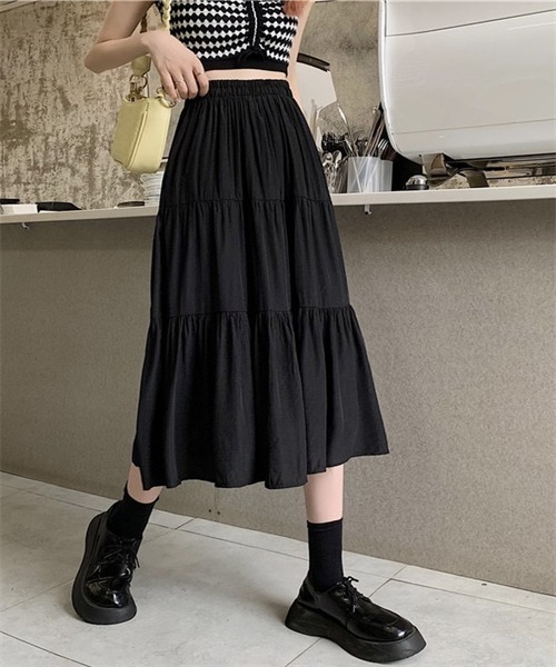 FREE STYLISTS(フリー スタイリスト)の「ティアードスカート(スカート・レディース・ホワイト/ブラック・FREE)」の8枚目の写真