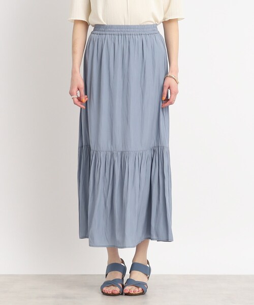 SHOO・LA・RUE（シューラルー）の「◆トレンドライクなヴィンテージサテン ティアードスカート（スカート・レディース・ブルー/オリーブ/ライトグレー/ブラック・00）」の17枚目の写真