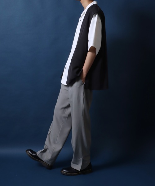 ANPAS(アンパス)の「Drape Twill Fabric Oversized No Collar Gilet/別注 ドレープツイル オーバーサイズ ノーカラー ジレベスト(ベスト・メンズ・ベージュ/チャコール/ブラック・L/M)」の19枚目の写真