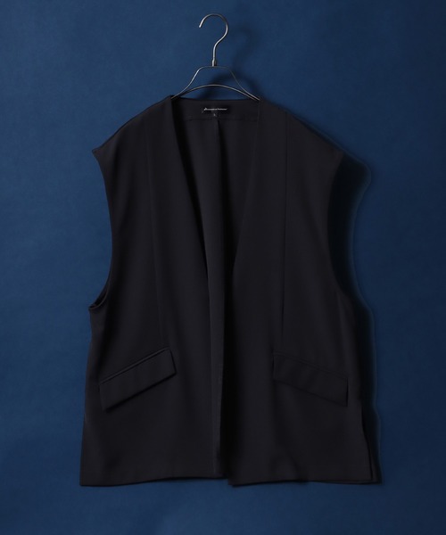 ANPAS(アンパス)の「Drape Twill Fabric Oversized No Collar Gilet/別注 ドレープツイル オーバーサイズ ノーカラー ジレベスト(ベスト・メンズ・ベージュ/チャコール/ブラック・L/M)」の15枚目の写真