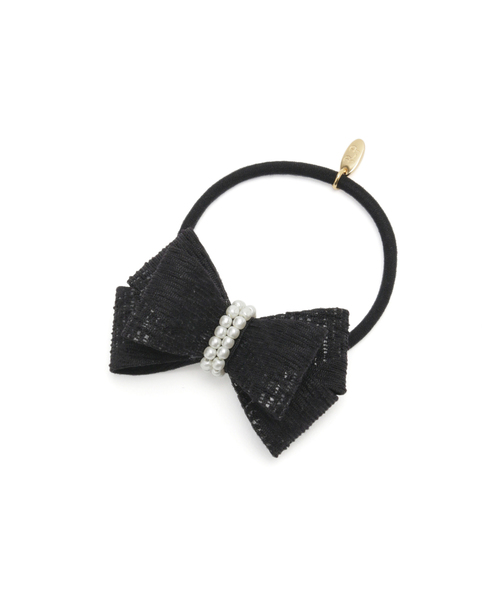 ROPE' PICNIC（ロペピクニック）の「パールライン立体リボンポニー（ヘアゴム・レディース・ブラック/サックスブルー/キナリ・FREE）」の3枚目の写真