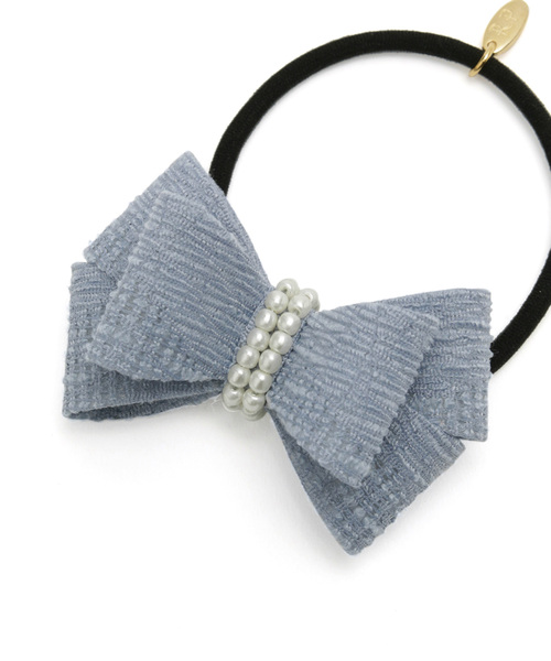 ROPE' PICNIC（ロペピクニック）の「パールライン立体リボンポニー（ヘアゴム・レディース・ブラック/サックスブルー/キナリ・FREE）」の6枚目の写真