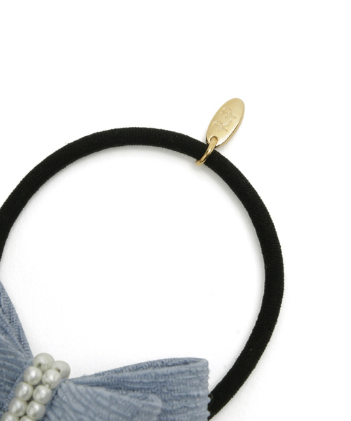 ROPE' PICNIC（ロペピクニック）の「パールライン立体リボンポニー（ヘアゴム・レディース・ブラック/サックスブルー/キナリ・FREE）」の10枚目の写真