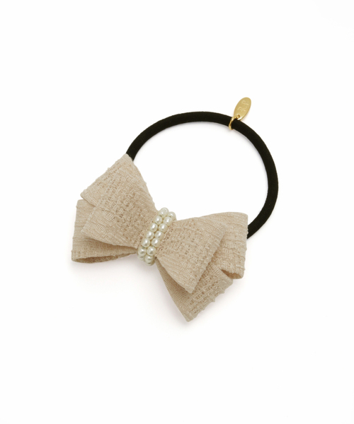 ROPE' PICNIC（ロペピクニック）の「パールライン立体リボンポニー（ヘアゴム・レディース・ブラック/サックスブルー/キナリ・FREE）」の4枚目の写真