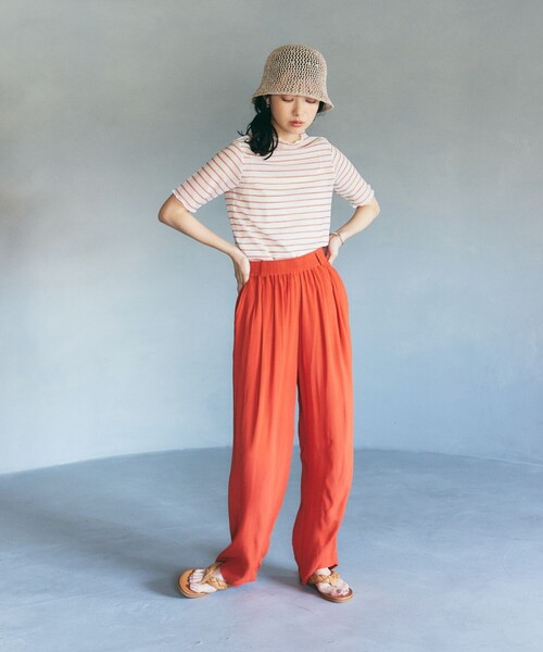 FREAK'S STORE（フリークスストア）の「シアーボーダーショートスリーブTシャツ（Tシャツ/カットソー・レディース・ブラック/ピンク/オレンジ・ﾌﾘ-）」の10枚目の写真