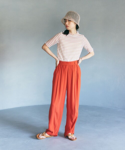 FREAK'S STORE（フリークスストア）の「シアーボーダーショートスリーブTシャツ（Tシャツ/カットソー・レディース・ブラック/ピンク/オレンジ・ﾌﾘ-）」の14枚目の写真