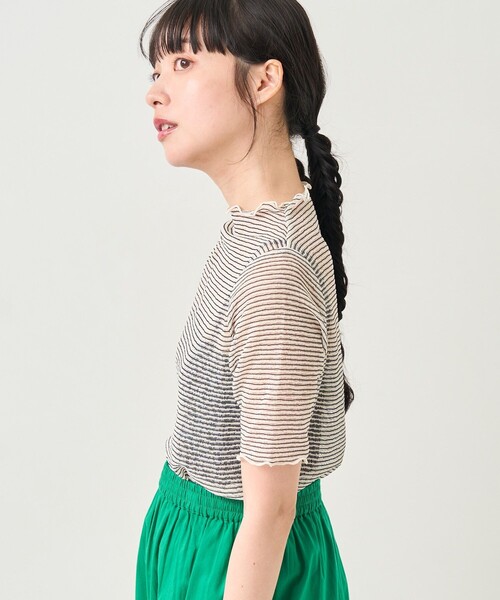 FREAK'S STORE（フリークスストア）の「シアーボーダーショートスリーブTシャツ（Tシャツ/カットソー・レディース・ブラック/ピンク/オレンジ・ﾌﾘ-）」の19枚目の写真