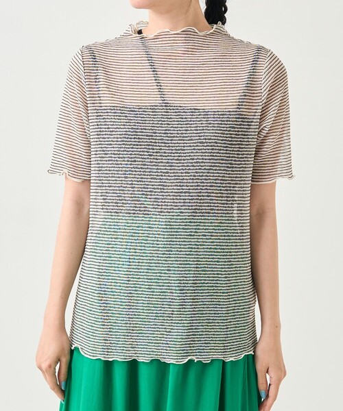 FREAK'S STORE（フリークスストア）の「シアーボーダーショートスリーブTシャツ（Tシャツ/カットソー・レディース・ブラック/ピンク/オレンジ・ﾌﾘ-）」の22枚目の写真