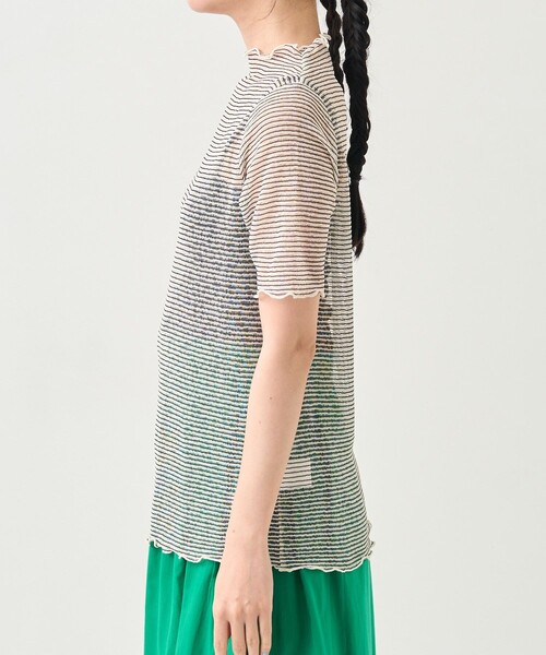 FREAK'S STORE（フリークスストア）の「シアーボーダーショートスリーブTシャツ（Tシャツ/カットソー・レディース・ブラック/ピンク/オレンジ・ﾌﾘ-）」の12枚目の写真