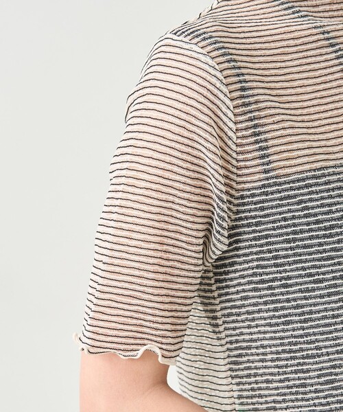 FREAK'S STORE（フリークスストア）の「シアーボーダーショートスリーブTシャツ（Tシャツ/カットソー・レディース・ブラック/ピンク/オレンジ・ﾌﾘ-）」の16枚目の写真