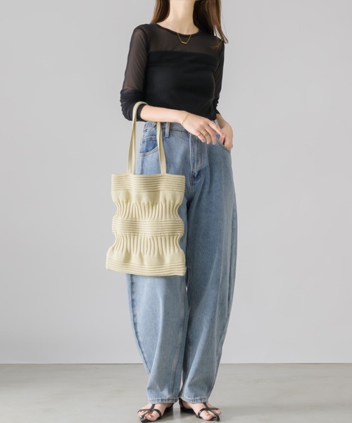 NEUNA（ヌナ）の「ニットウェーブショルダー/ハンドバッグ（ショルダーバッグ・レディース・ブラック/アイボリー・FREE）」の10枚目の写真