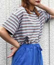 CUBE SUGAR | マルチボーダークルーネックTシャツ(Tシャツ/カットソー)
