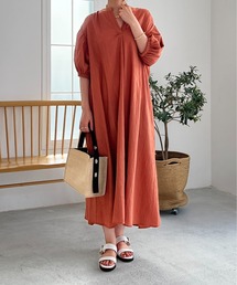 un dix cors | コットン楊柳ギャザーワンピース(ワンピース)