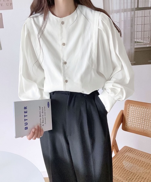 classicalelf(クラシカルエルフ)の「大人のかわいい上品さ 2wayボリュームスリーブブラウス(シャツ/ブラウス・レディース・ベージュ/オフホワイト/ブルー/ライトグレー・SMALL/LARGE/X-LARGE/MEDIUM)」の17枚目の写真