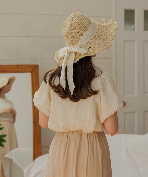 flower(フラワー)の「ウェービーパフトップ(Tシャツ/カットソー・レディース・ブラック/アイボリー・FREE)」の6枚目の写真