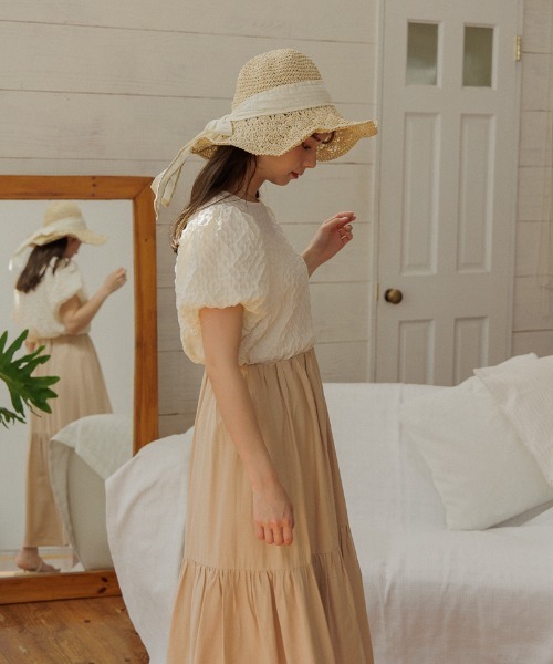 flower(フラワー)の「ウェービーパフトップ(Tシャツ/カットソー・レディース・ブラック/アイボリー・FREE)」の7枚目の写真