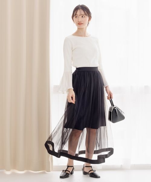 mysty woman（ミスティウーマン）の「プリーツベルスリーブプルオーバー 966550（Tシャツ/カットソー・レディース・オフホワイト/ブラック・FREE）」の11枚目の写真