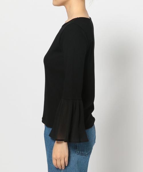 mysty woman（ミスティウーマン）の「プリーツベルスリーブプルオーバー 966550（Tシャツ/カットソー・レディース・オフホワイト/ブラック・FREE）」の3枚目の写真