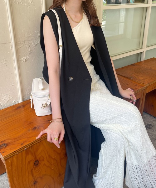 Ambre Ciel(アンブルシエル)の「2wayリネンライクロングジレ/WEB/EC限定商品(ベスト・レディース・アイボリー/ブラック・FREE)」の9枚目の写真