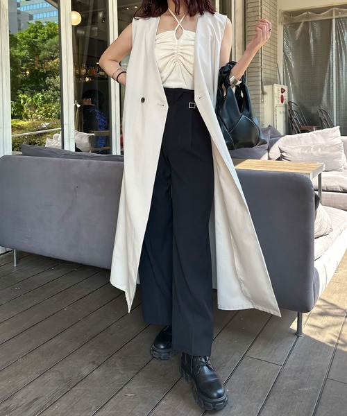 Ambre Ciel(アンブルシエル)の「2wayリネンライクロングジレ/WEB/EC限定商品(ベスト・レディース・アイボリー/ブラック・FREE)」の13枚目の写真