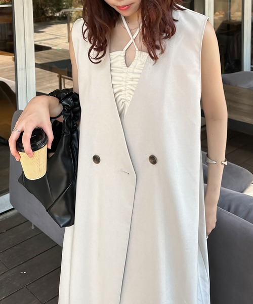 Ambre Ciel(アンブルシエル)の「2wayリネンライクロングジレ/WEB/EC限定商品(ベスト・レディース・アイボリー/ブラック・FREE)」の12枚目の写真