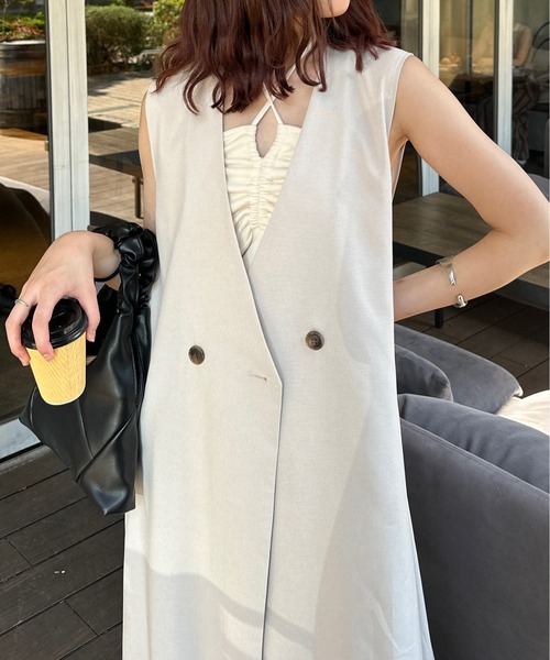 Ambre Ciel(アンブルシエル)の「2wayリネンライクロングジレ/WEB/EC限定商品(ベスト・レディース・アイボリー/ブラック・FREE)」の11枚目の写真